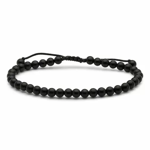 Eenvoudige zwart onyx armband in leren snoer