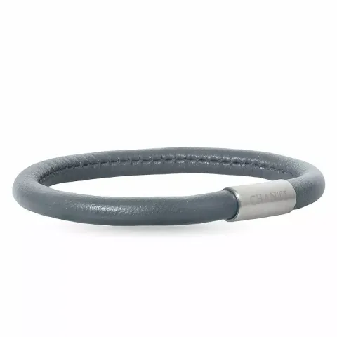 grijs leren armband in staal x 6 mm