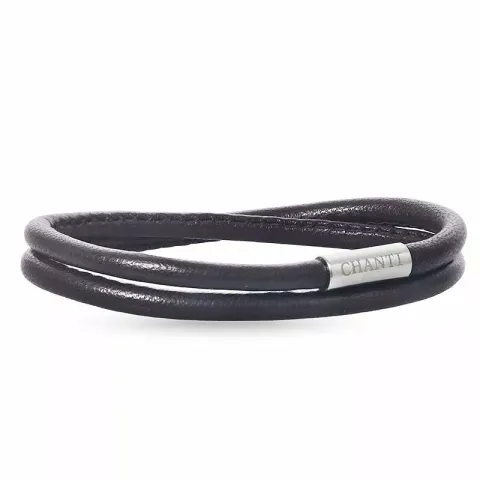 Rond bruin leren armband in staal x 4 mm