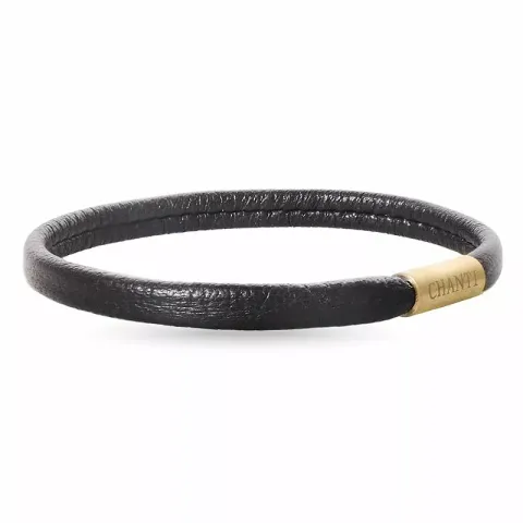 Plat bruin armband in leer met verguld staal slot x 6 mm