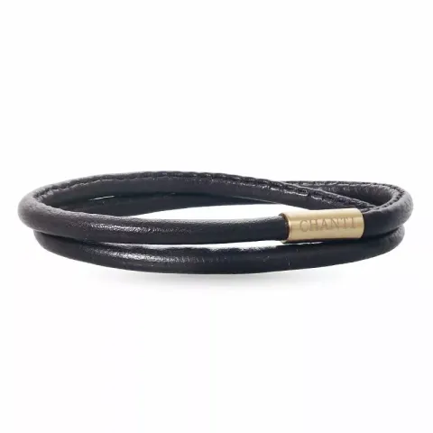 Rond bruin armband in leer met verguld staal slot x 4 mm