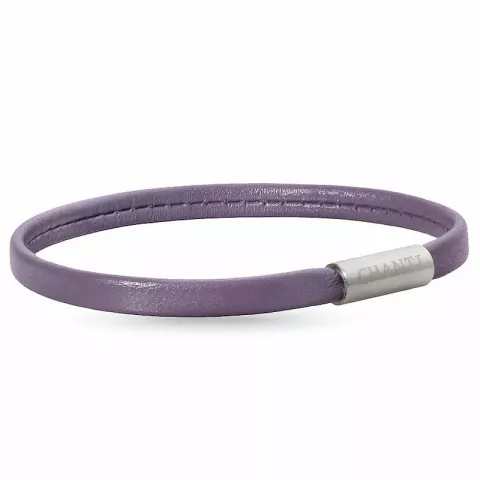 Plat paarse armband in leer met staal slot  x 6 mm