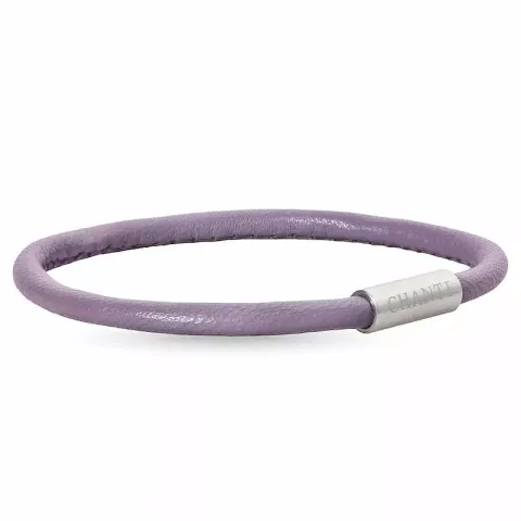 Rond paarse magnetische armband in leer met staal slot x 4 mm