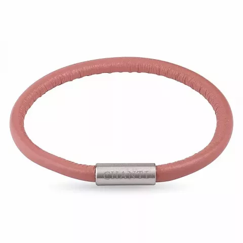Rond roze magnetische armband in leer met staal slot  x 4 mm