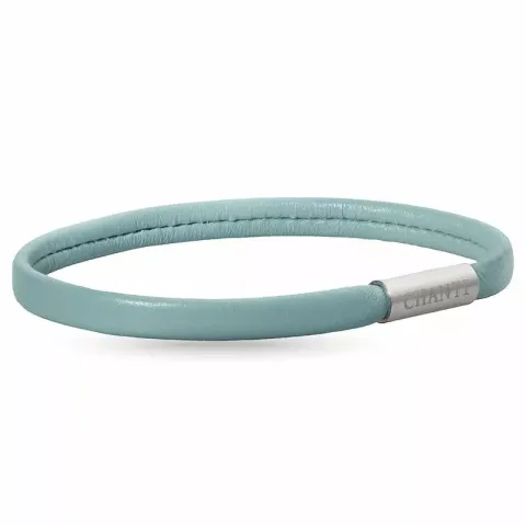 Plat groen magnetische armband in leer met staal slot x 6 mm
