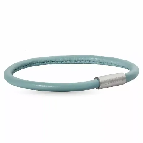 Rond groen magnetische armband in leer met staal slot  x 4 mm