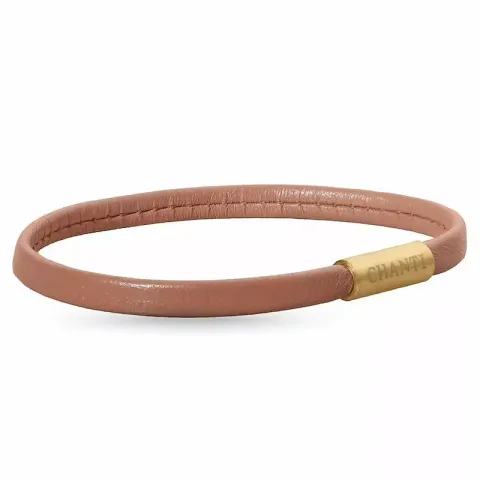 Plat bruin magnetische armband in leer met verguld staal slot x 6 mm
