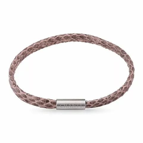 Plat bruin slangenarmband in leer met staal slot x 6 mm
