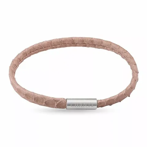 Plat beige slangenarmband in leer met staal slot x 6 mm