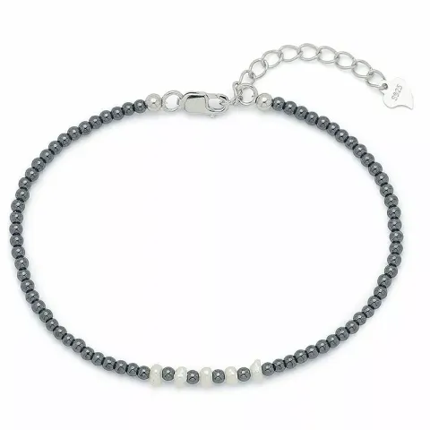 steen parel armband met hematite en 5 zoetwaterparel.