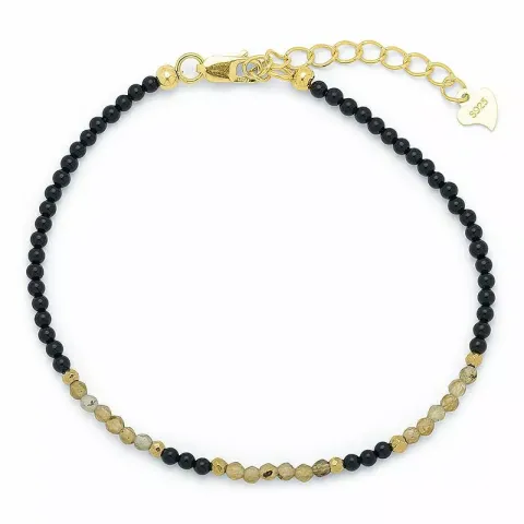 steen armband met onyx en labradoriet en 6 hematite.