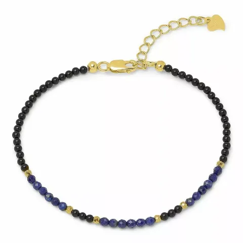 zwart armband met onyx en lapis lazuli en 6 hematite.