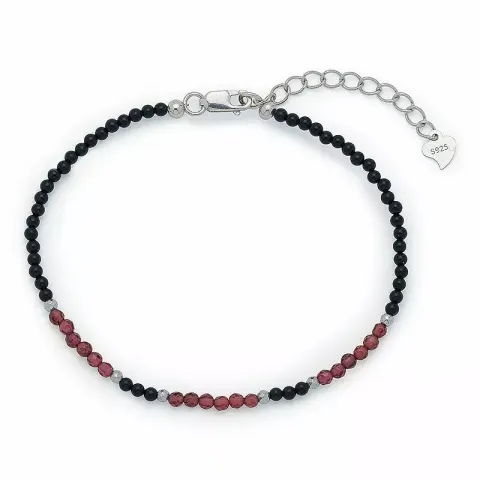 steen armband met onyx en granaat en 6 hematite.