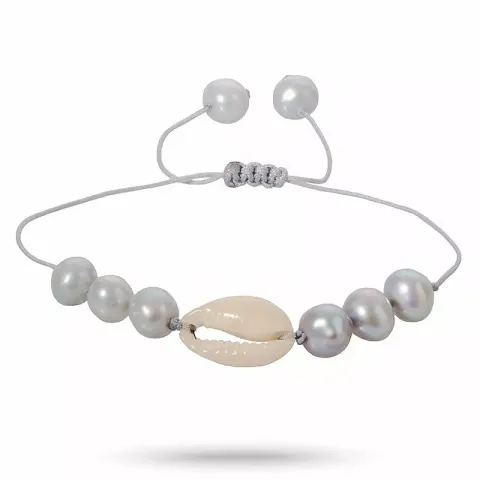 parel shell mossel armband in zijden koord 17 cm plus 5 cm  x 10 mm