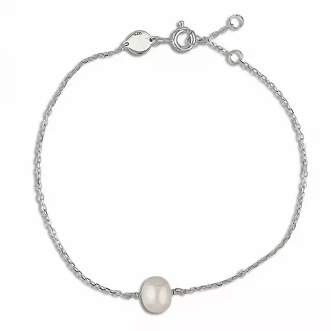 Witte parel ankerarmband in zilver