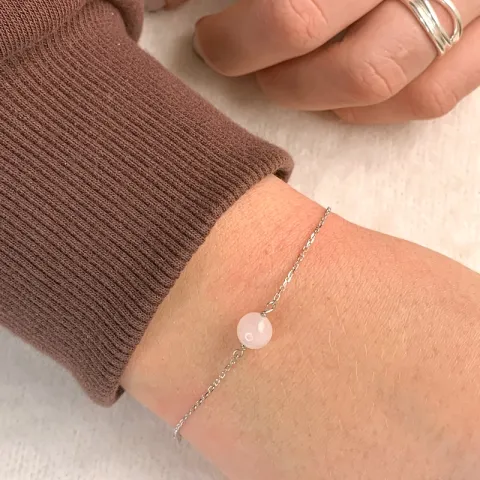 Roze kwarts ankerarmband in zilver