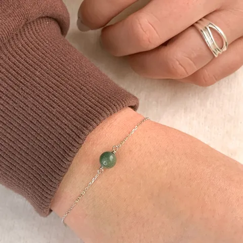Groen parel ankerarmband in zilver