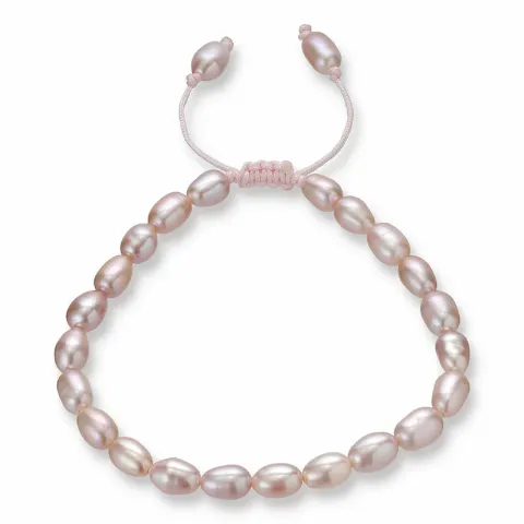 parel armband in roze zijden koord 17cm plus 3cm x 5,4 mm