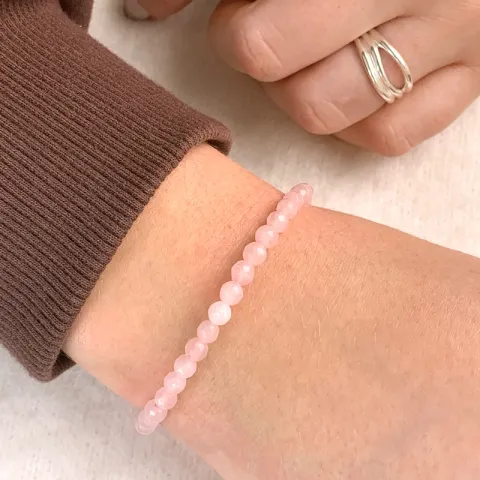 pink parel armband met kwarts.