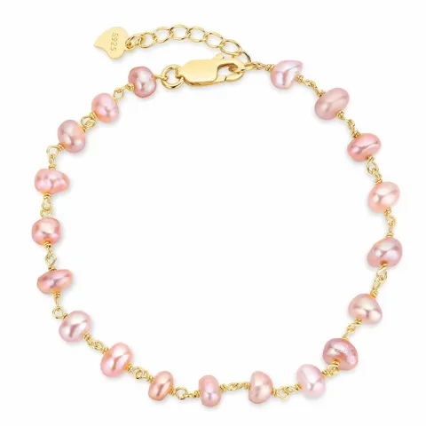 roze parel armband in verguld sterlingzilver 17 plus 3 cm x 4-5 mm