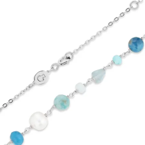 blauwe turkoois ketting in zilver x 6,3 mm