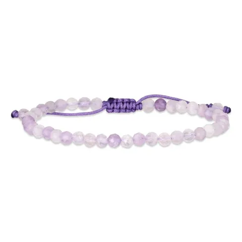 paarse amethist armband in zijden koord 17 cm plus 3 cm x 4 mm