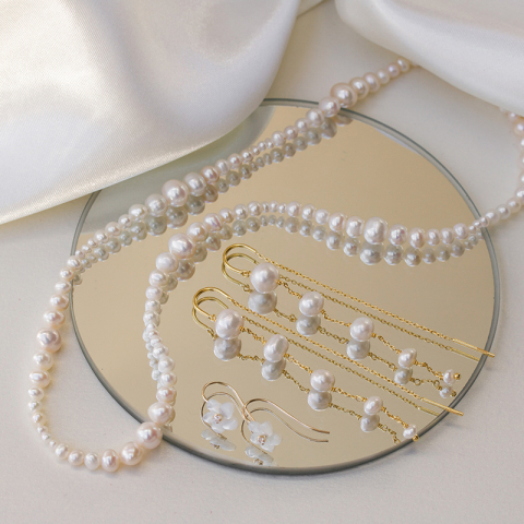 Verschillende maten ketting met zoetwaterparel