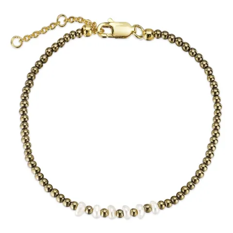 testsieraad hematite armband met parel.