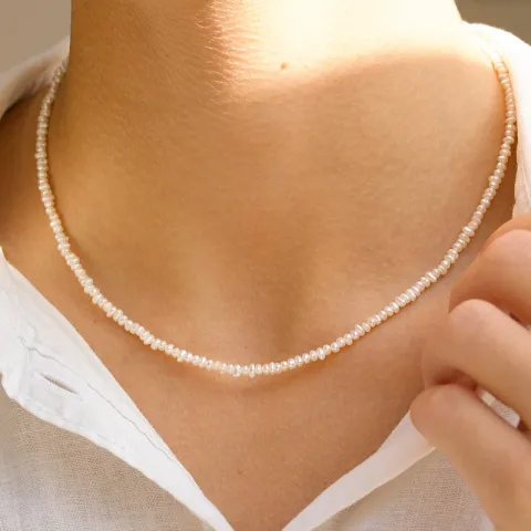 3 mm ketting met zoetwaterparel