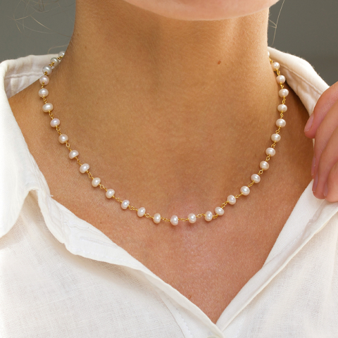 5,5 mm ketting met zoetwaterparel