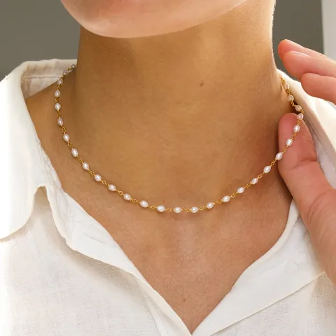 3 mm ketting met zoetwaterparel