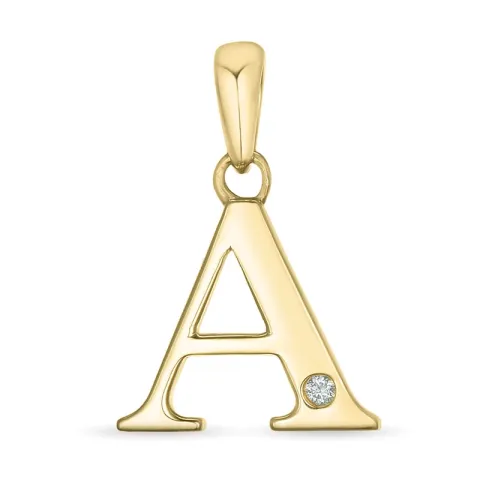 letter a diamant hanger in 9 caraat goud 0,01 ct