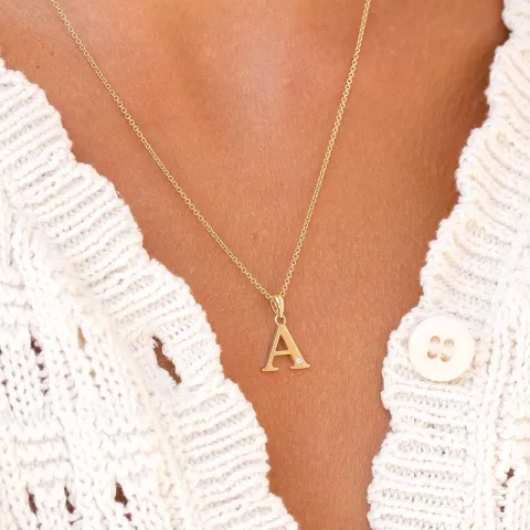 letter a diamant hanger in 9 caraat goud 0,01 ct
