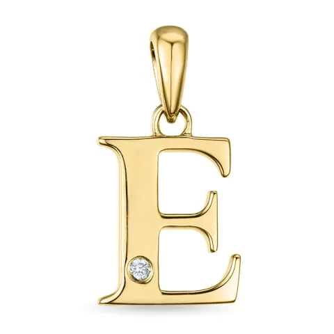 letter e diamant hanger in 9 caraat goud