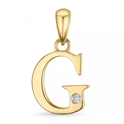 letter g diamant hanger in 9 caraat goud 0,01 ct