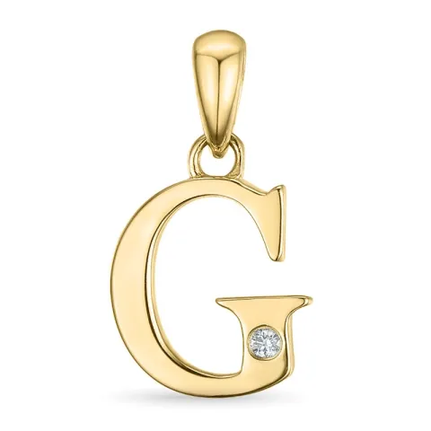 letter g diamant hanger in 9 caraat goud 0,01 ct