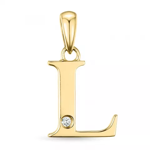 letter l diamant hanger in 9 caraat goud 0,01 ct