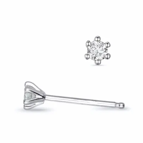 2 x 0,08 ct lab grown diamant solitaire oorbel in 9 karaat witgoud met lab grown diamant 