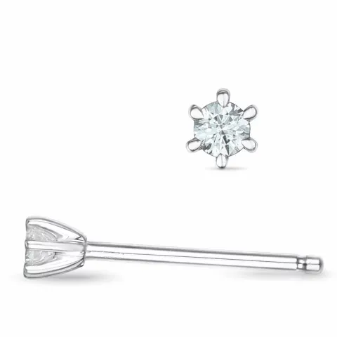 2 x 0,03 ct lab grown diamant solitaire oorbel in 9 karaat witgoud met lab grown diamant 
