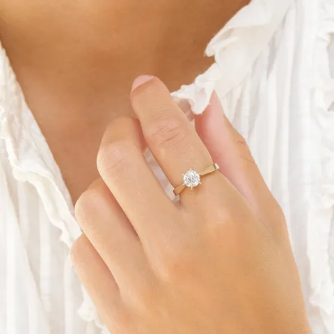 1,00 ct lab grown diamant ring in 14 karaat goud 1,00 ct