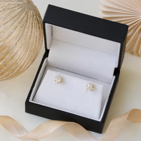 2 x 0,40 ct lab grown diamant oorsteker in 14 karaat goud met lab grown diamant 