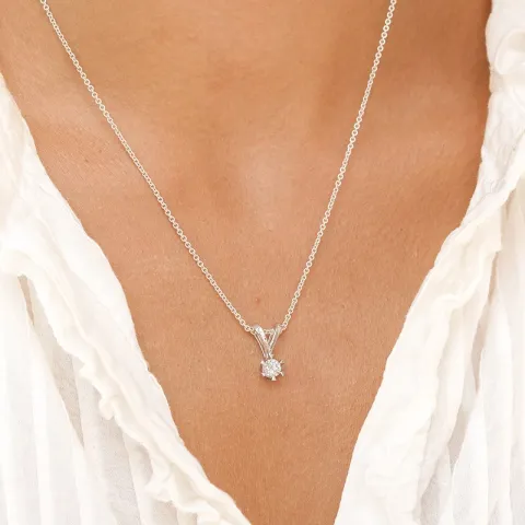 0,40 ct lab grown diamant solitaire hanger in 14 caraat witgoud 0,40 ct