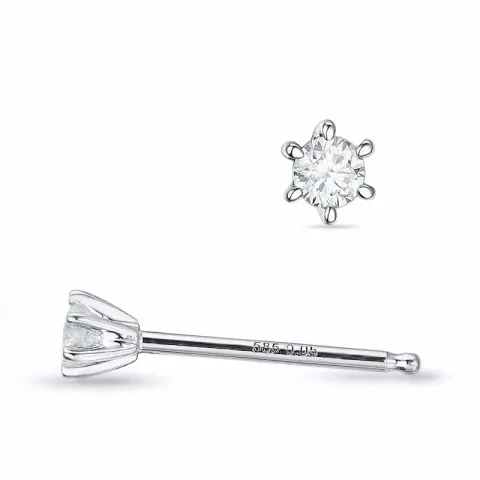 2 x 0,05 ct lab grown diamant solitaire oorbel in 14 karaat witgoud met lab grown diamant 