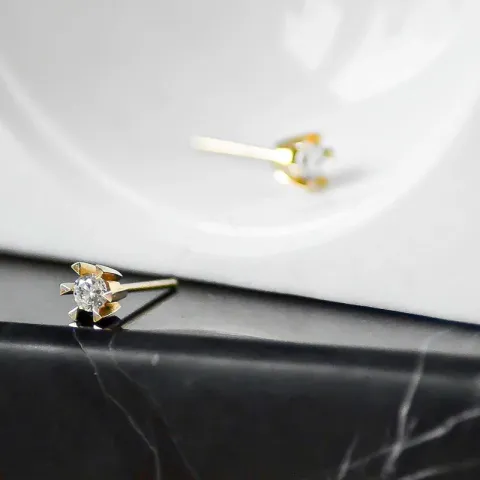 2 x 0,20 ct lab grown diamant solitaire oorbel in 14 karaat goud met lab grown diamant 