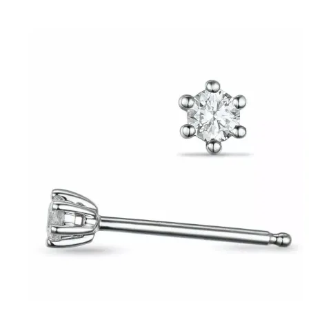 2 x 0,05 ct lab grown diamant solitaire oorbel in 14 karaat witgoud met lab grown diamant 