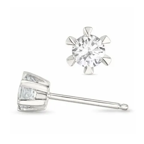 2 x 0,10 ct lab grown diamant solitaire oorbel in 14 karaat witgoud met lab grown diamant 