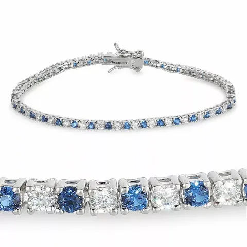 blauwe zirkoon tennisarmband in zilver x 2,4 mm