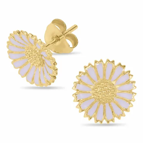 12 mm margriet paarse oorbellen in verguld zilver - Marie