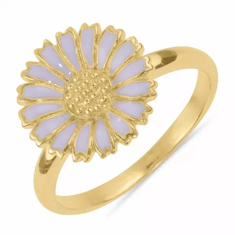 12 mm margriet paarse ring in verguld sterlingzilver