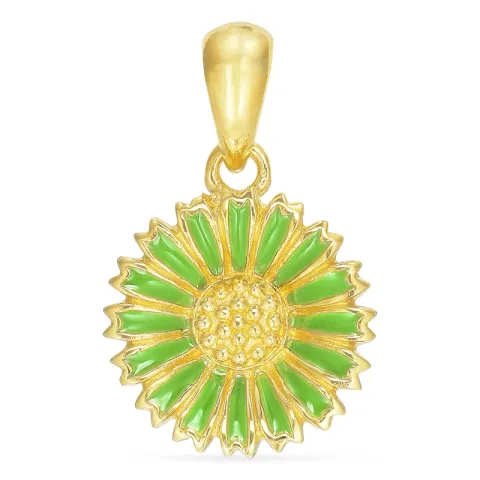 12 mm margriet lichtgroene hanger in verguld sterlingzilver